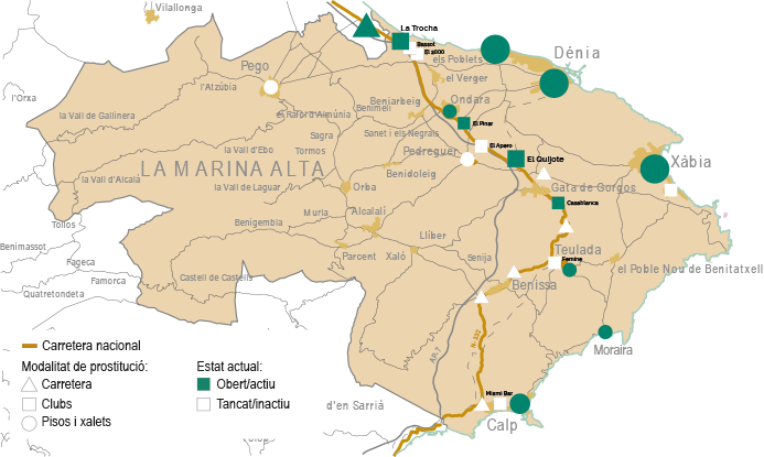 Mapa prostitució Marina Alta